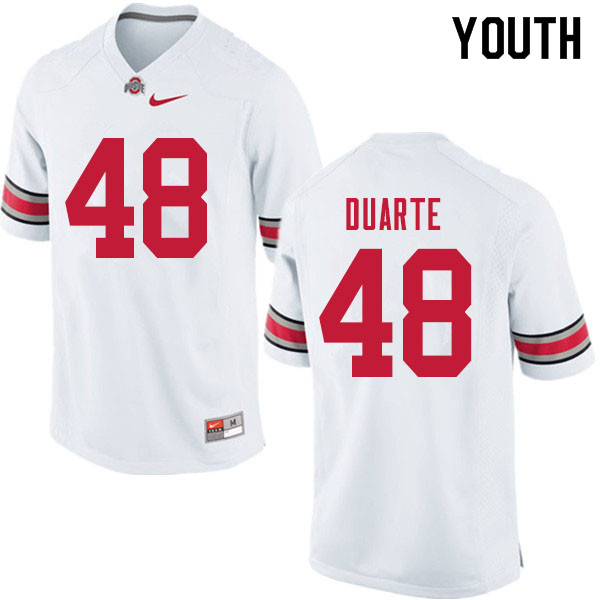 Ohio State Buckeyes Tate Duarte Youth #48 White Authentic Stitched College Football Jersey